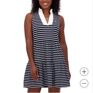 NWT Nautica Jeans Women's Tiered Dress summer fall spring navy white strip